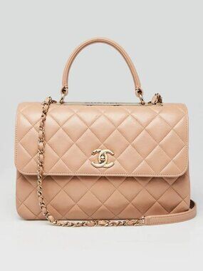 Chanel Beige Quilted Lambskin Leather Trendy CC Medium Bag